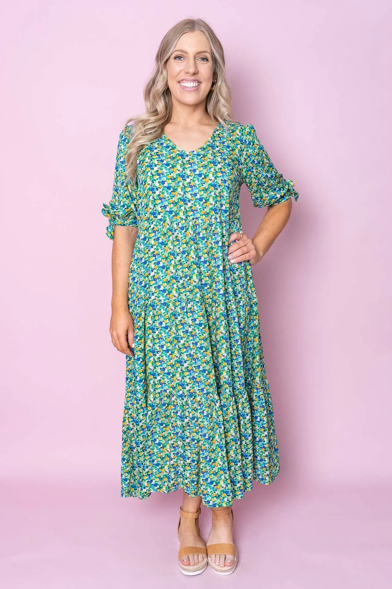 Faith Dress in Green Multi sold by Always Alice