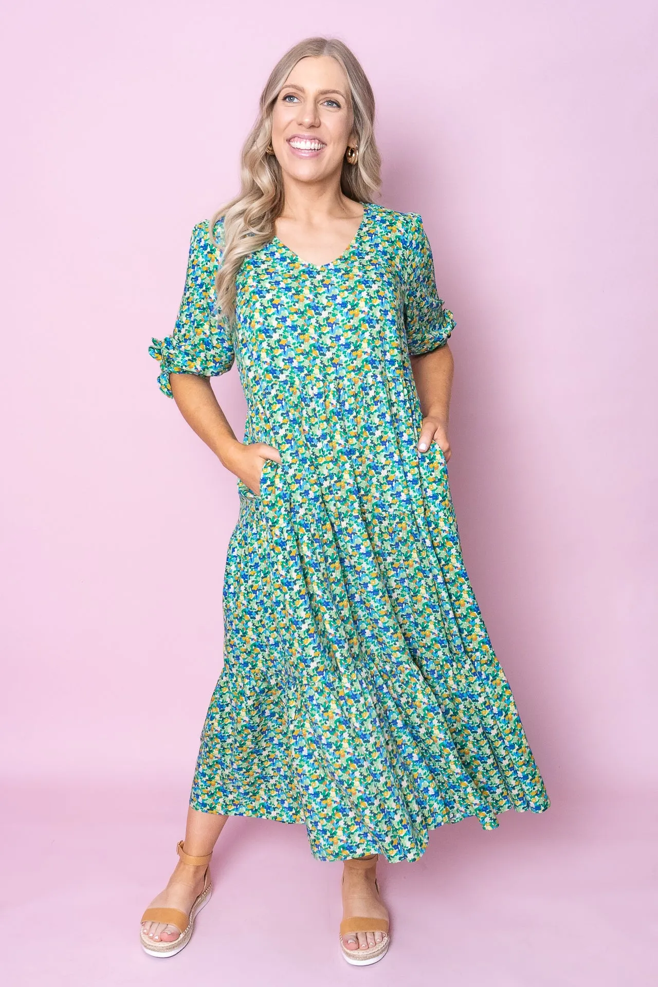 Faith Dress in Green Multi sold by Always Alice product image thumbnail 3