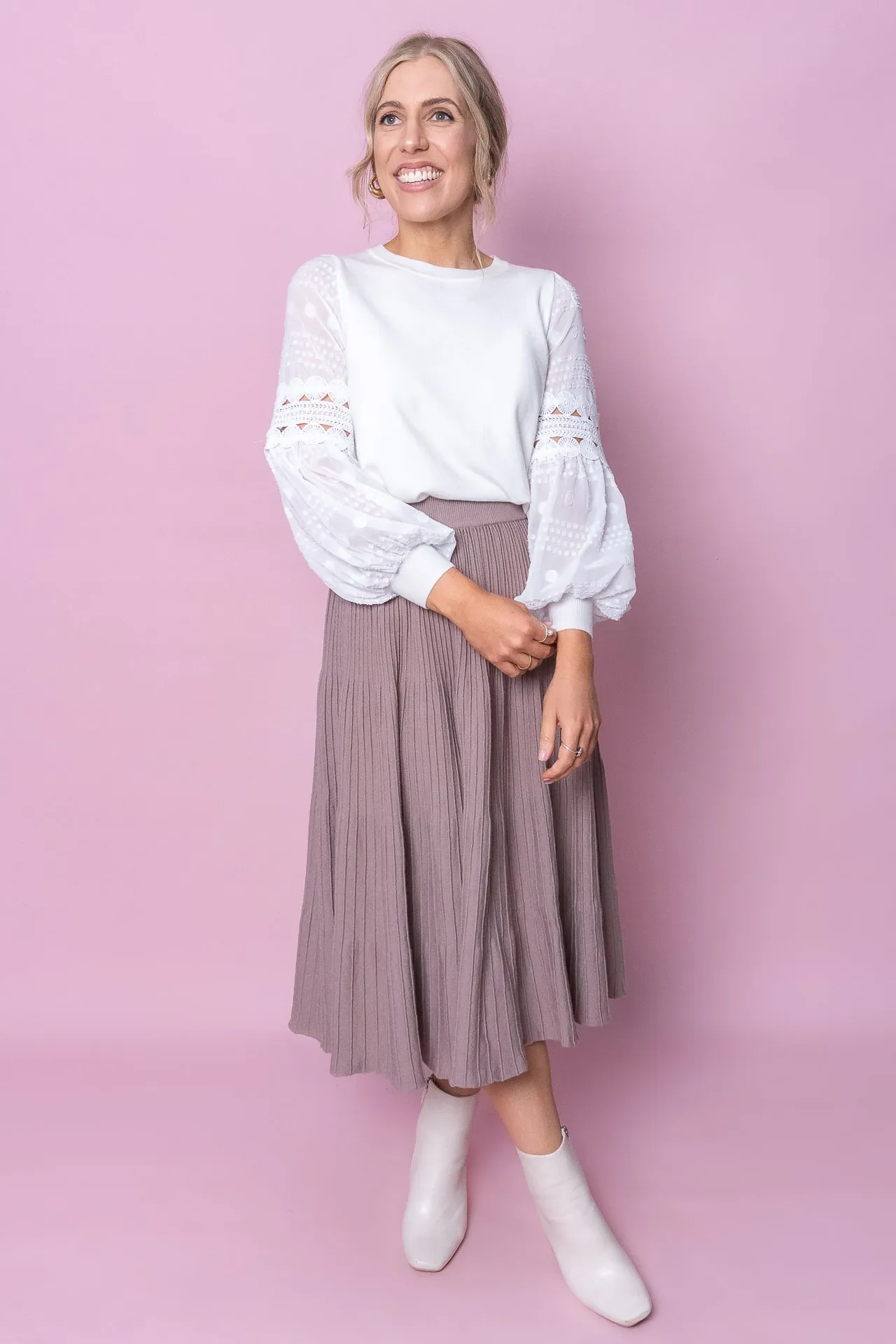 Nita Knit Skirt in Stone sold by Always Alice