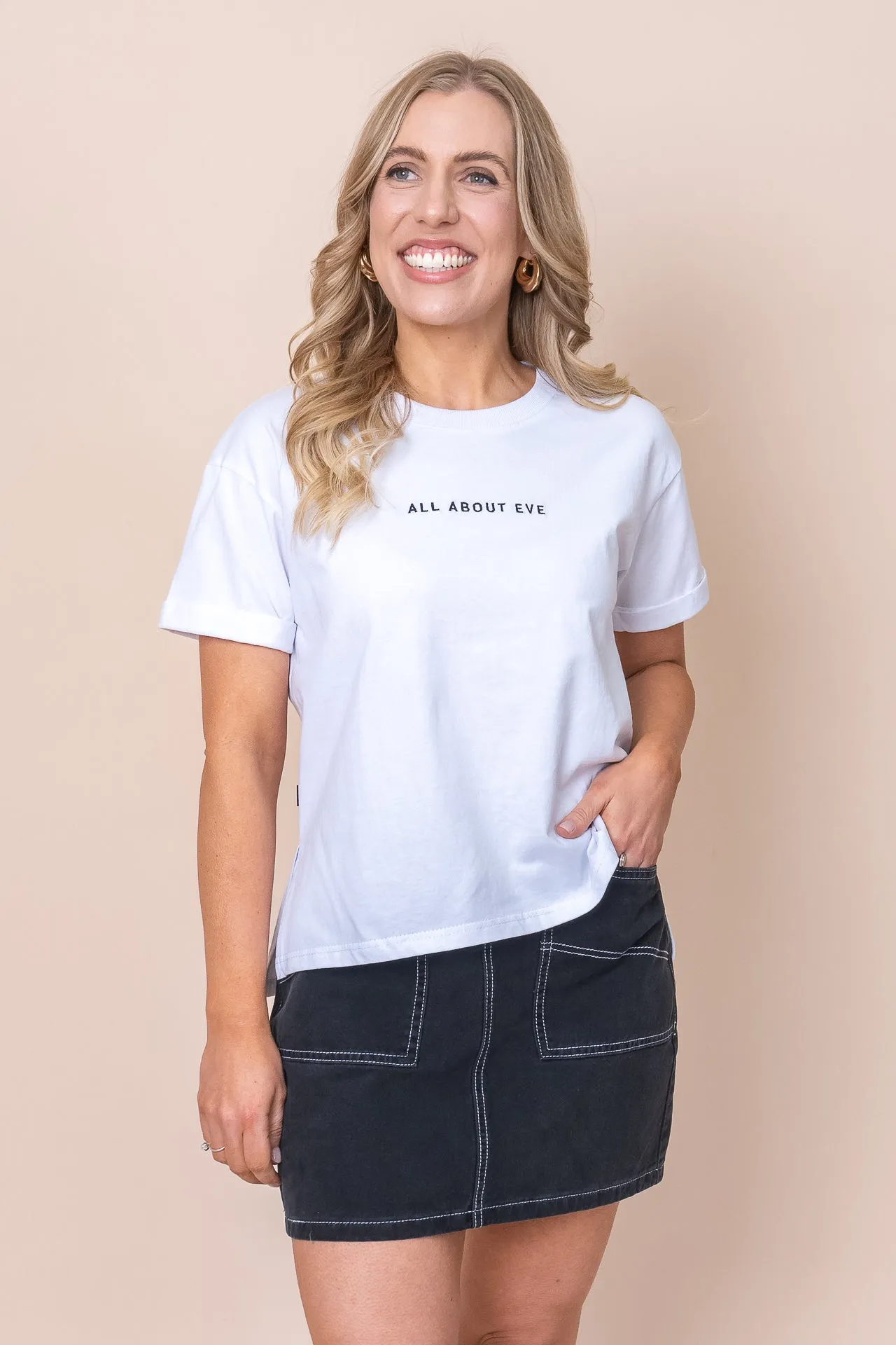 AAE Washed Tee in White - All About Eve sold by Always Alice