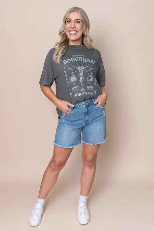 Bohemian Oversized Tee in Charcoal - All About Eve - Final Sale sold by Always Alice