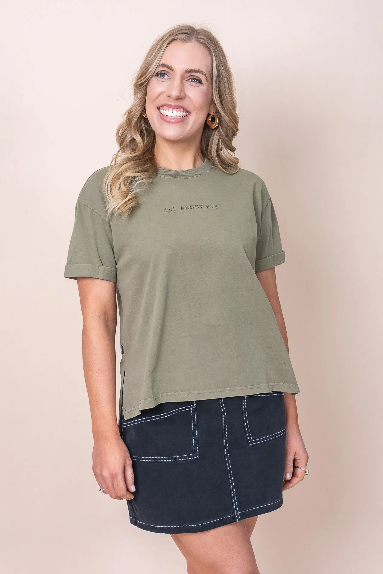 AAE Washed Tee in Khaki - All About Eve sold by Always Alice