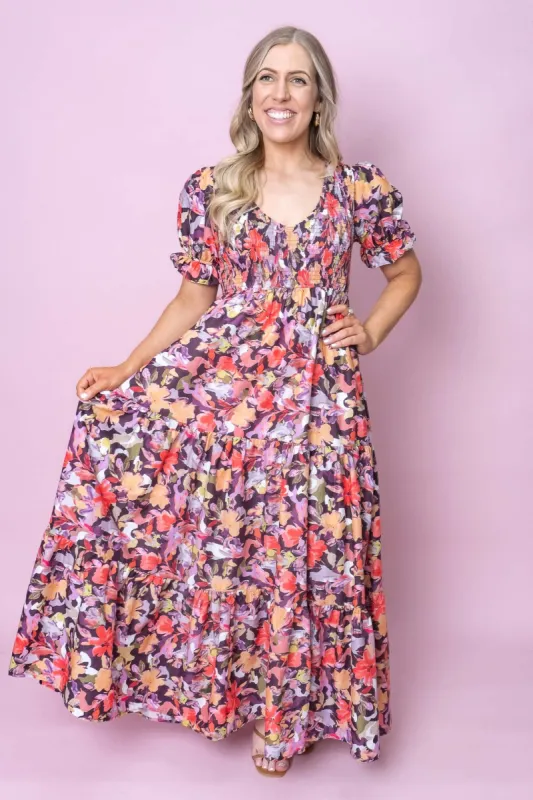 Sarina Dress in Purple Multi sold by Always Alice