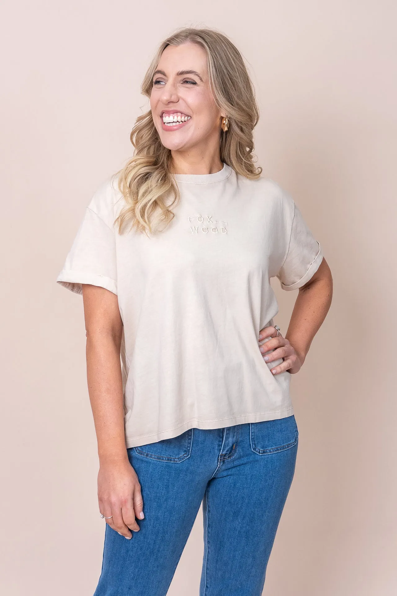 Huntleigh Oversized Tee in Oat - Foxwood sold by Always Alice
