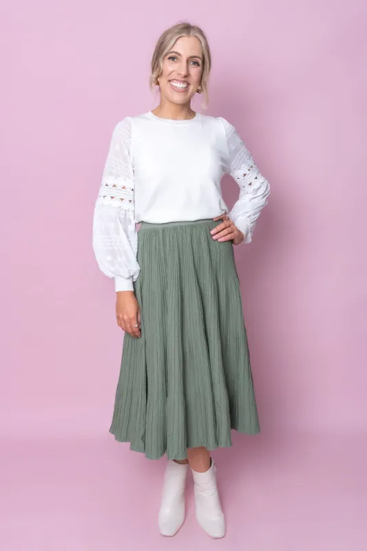 Nita Knit Skirt in Khaki sold by Always Alice