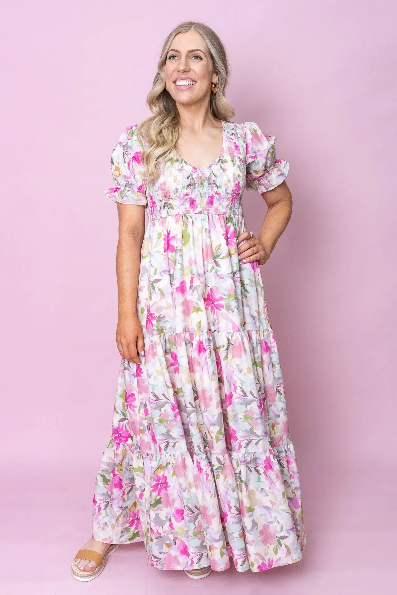 Sarina Dress in Pink Multi sold by Always Alice