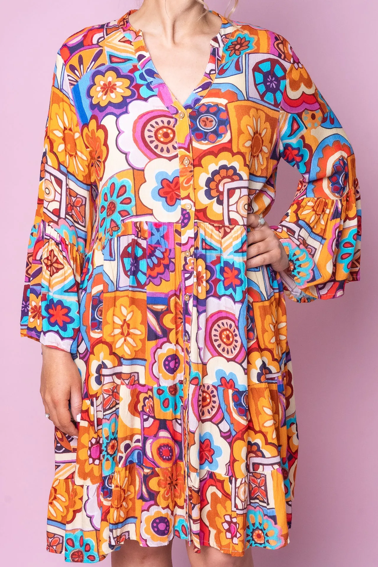 Karla Dress in Orange Multi sold by Always Alice product image thumbnail 3