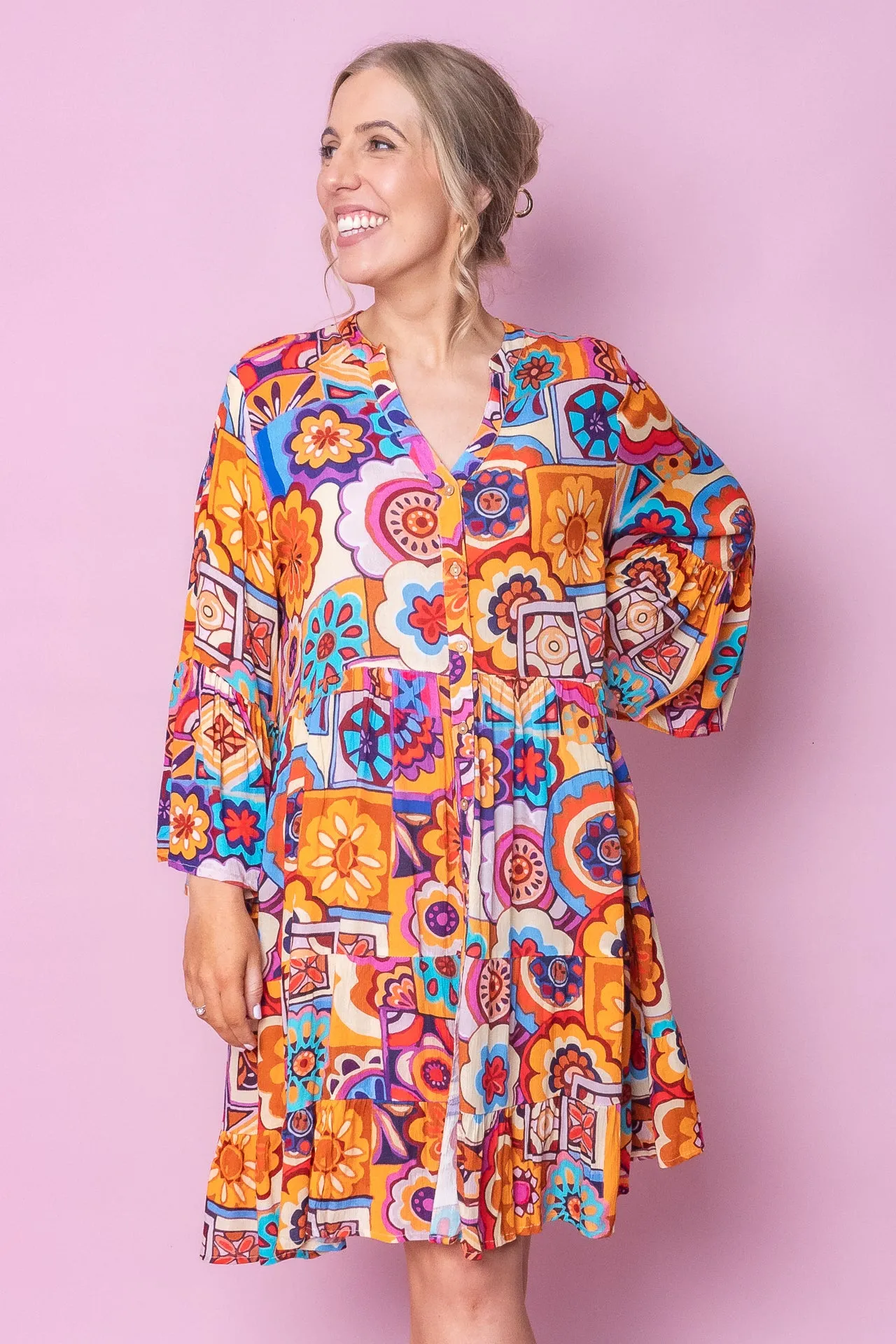 Karla Dress in Orange Multi sold by Always Alice