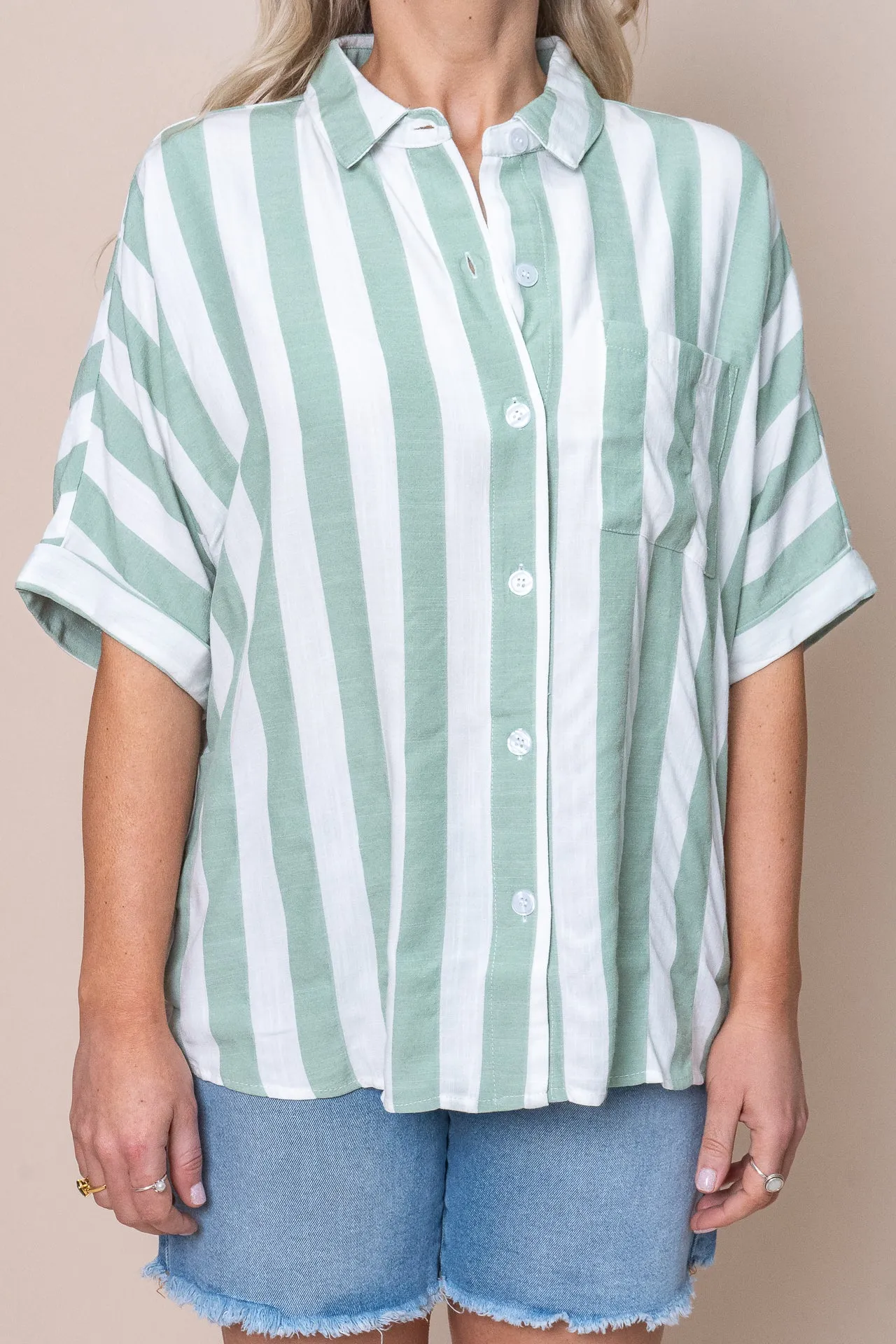 Noni Shirt in Sage Stripe sold by Always Alice product image thumbnail 4