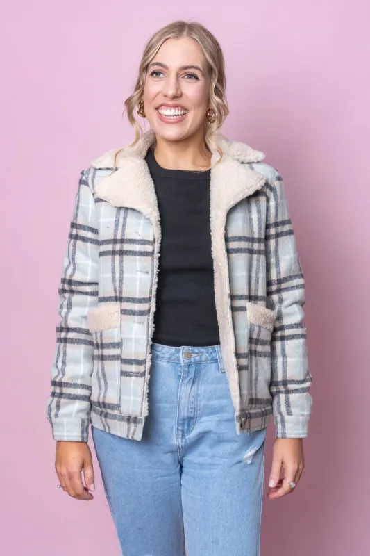 Demi Check Jacket in Blue - Foxwood sold by Always Alice