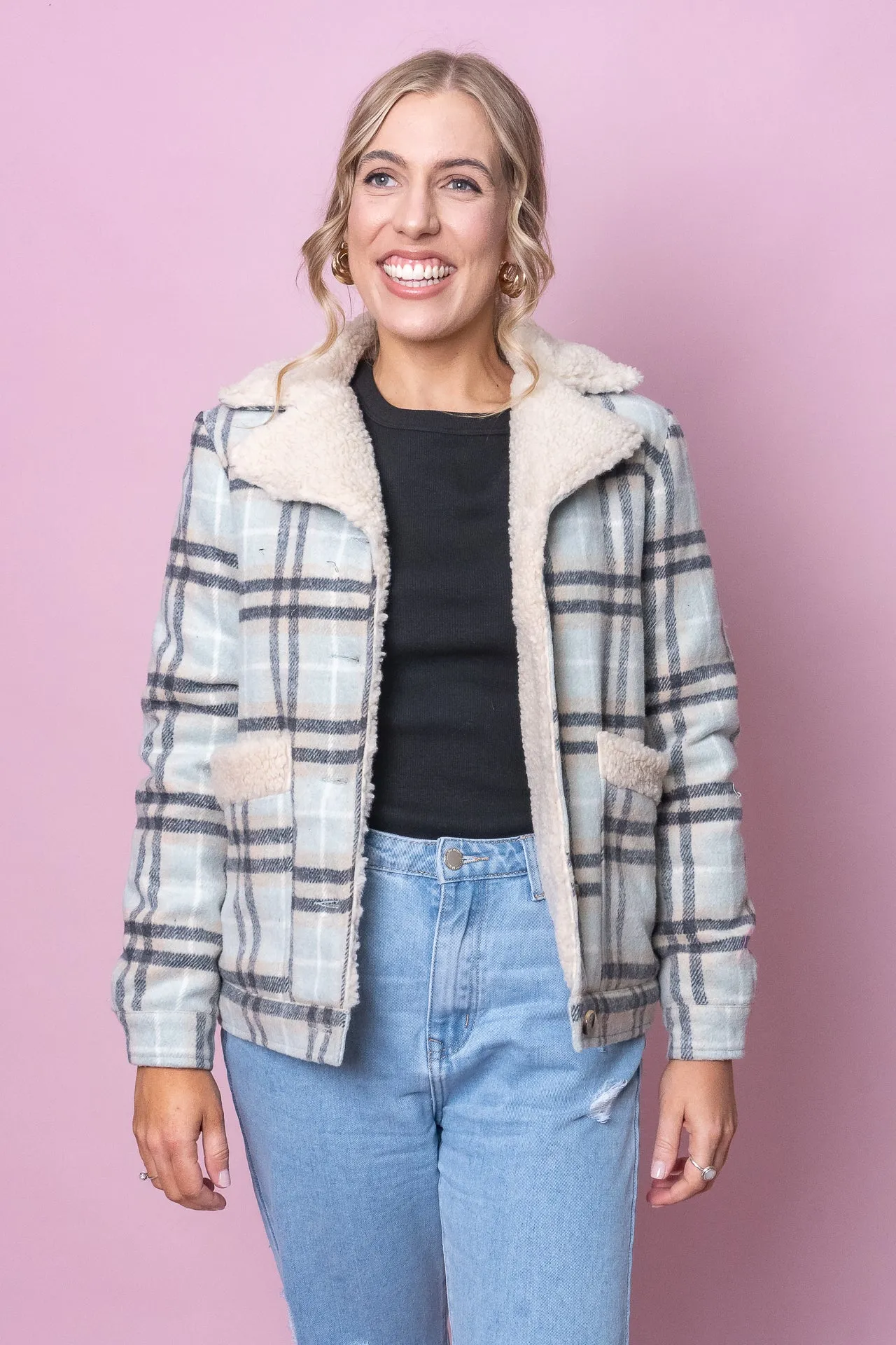 Demi Check Jacket in Blue - Foxwood sold by Always Alice