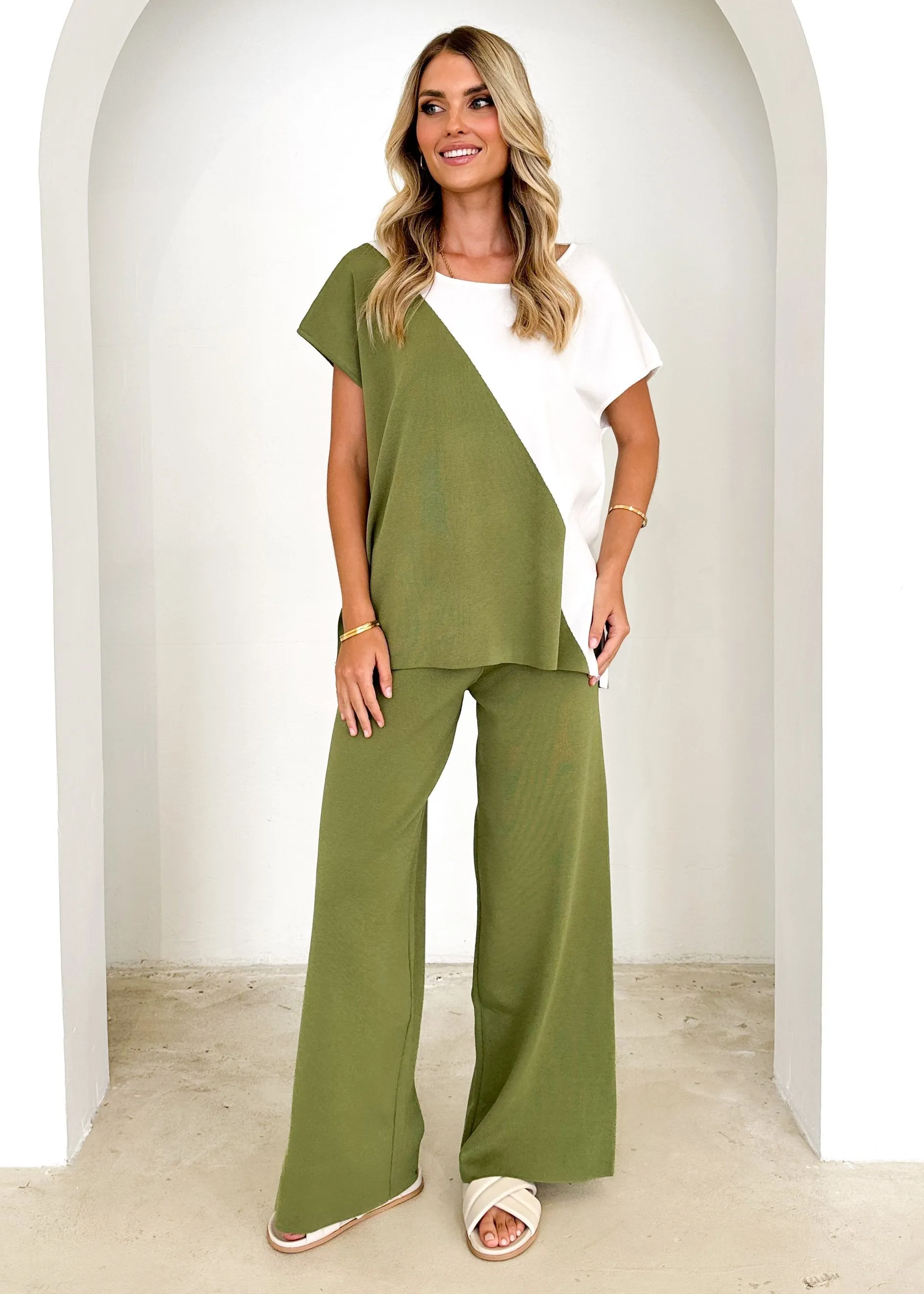 Dettie Knit Pants - Olive sold by Gingham & Heels product image thumbnail 2