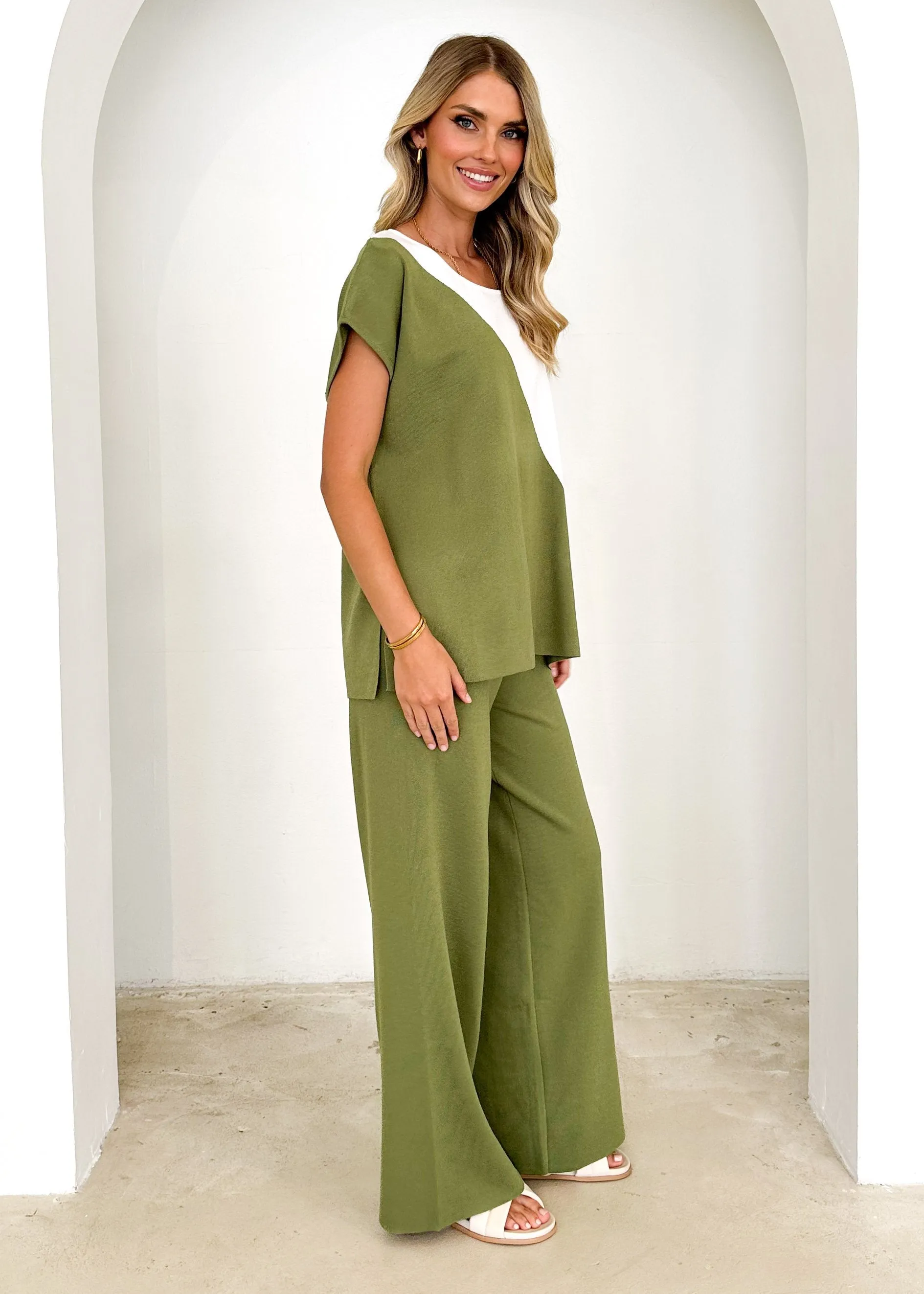 Dettie Knit Pants - Olive sold by Gingham & Heels product image thumbnail 4