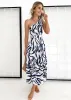 Epas One Shoulder Midi Dress - Navy Abstract sold by Gingham & Heels