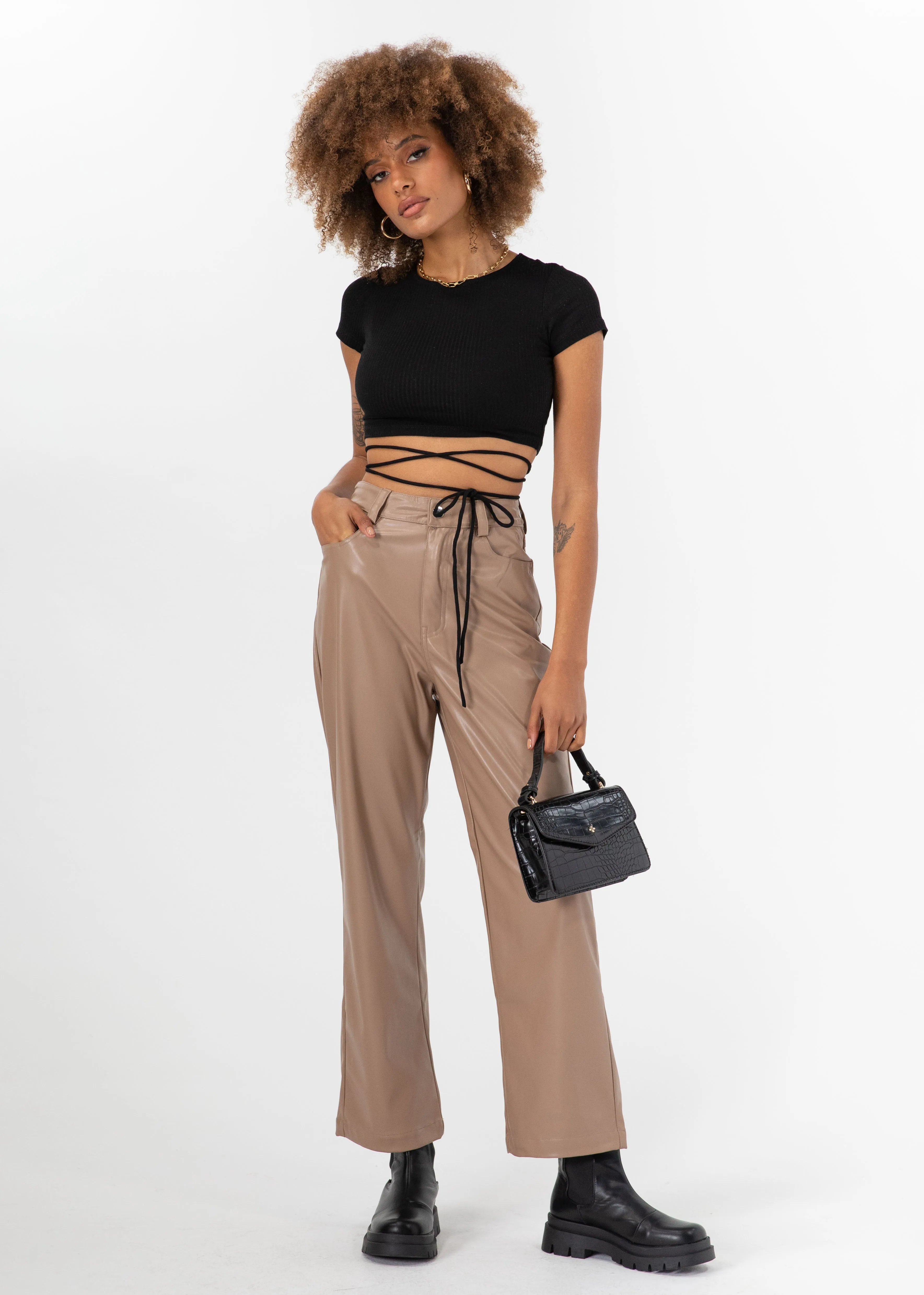 Lunara Cropped Tee - Black sold by Gingham & Heels