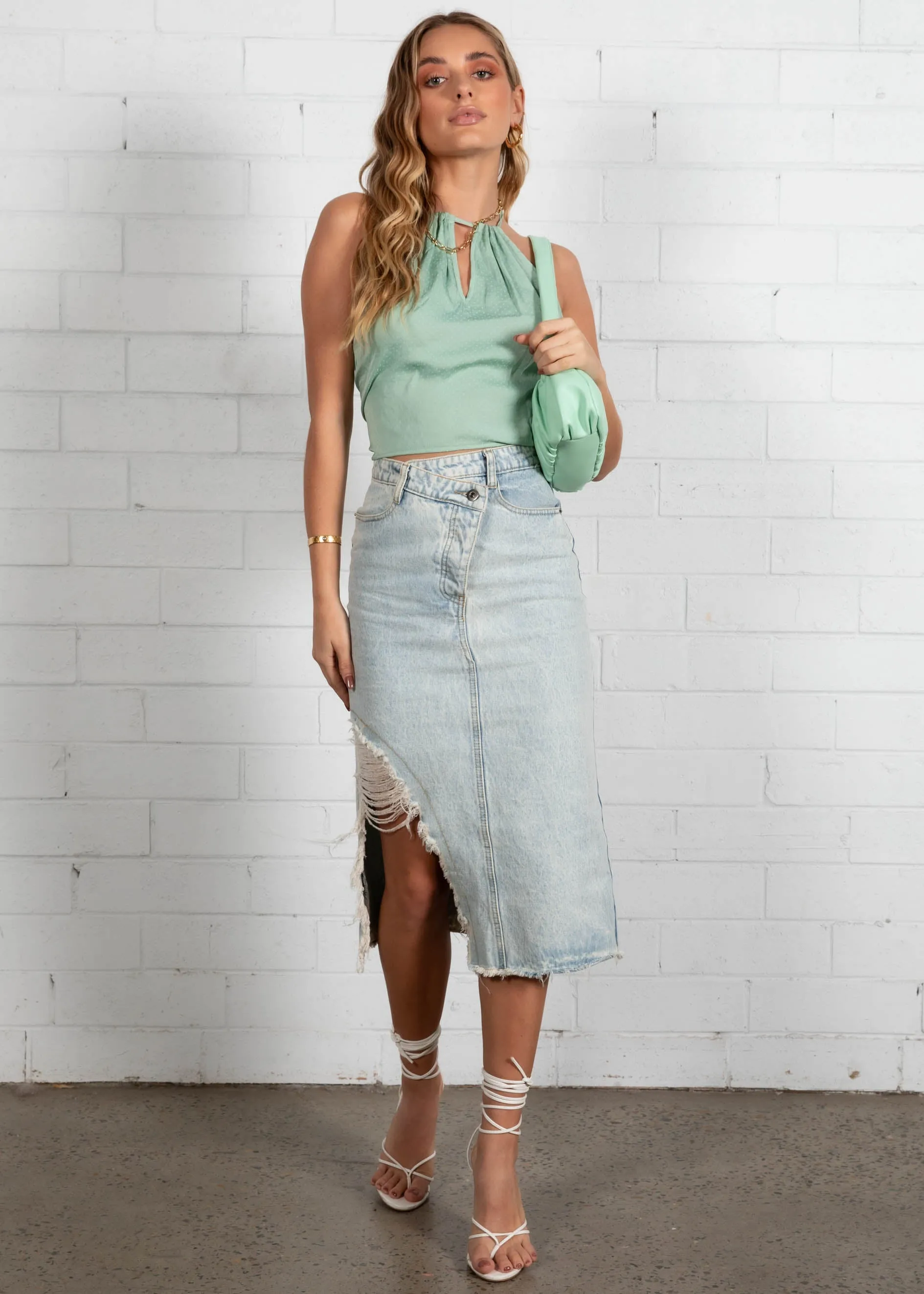 Carmen Halter Crop - Sage sold by Gingham & Heels product image thumbnail 3