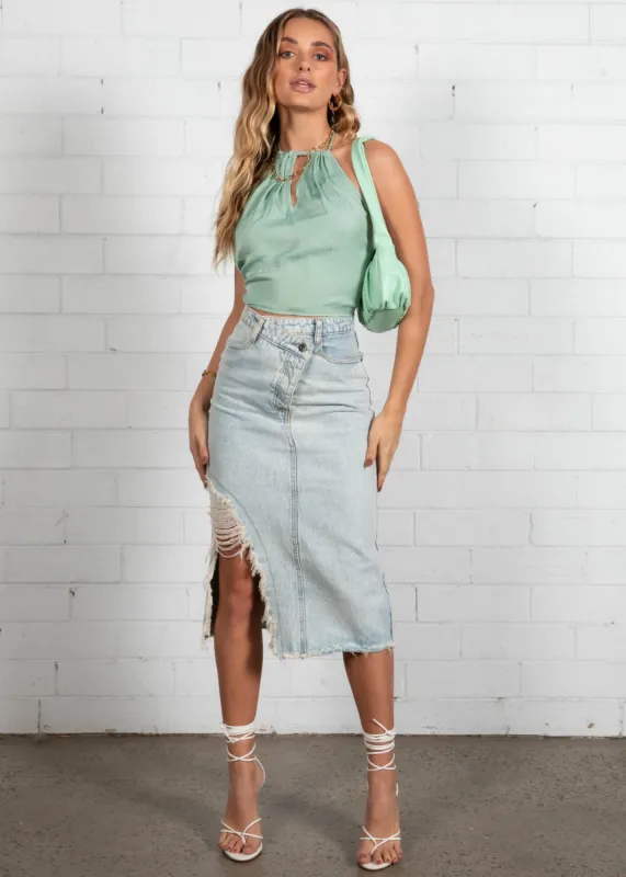 Carmen Halter Crop - Sage sold by Gingham & Heels