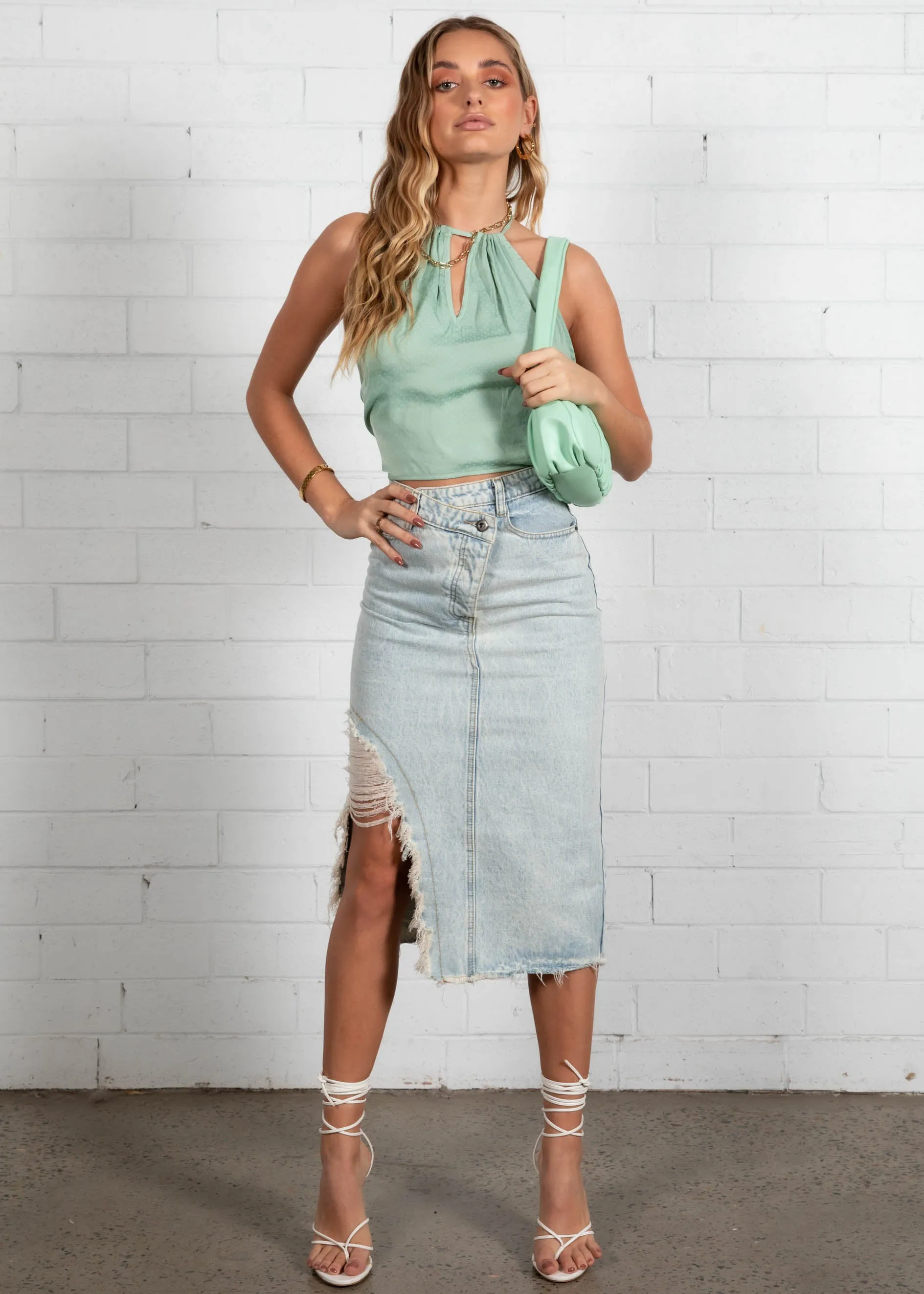 Carmen Halter Crop - Sage sold by Gingham & Heels product image thumbnail 5