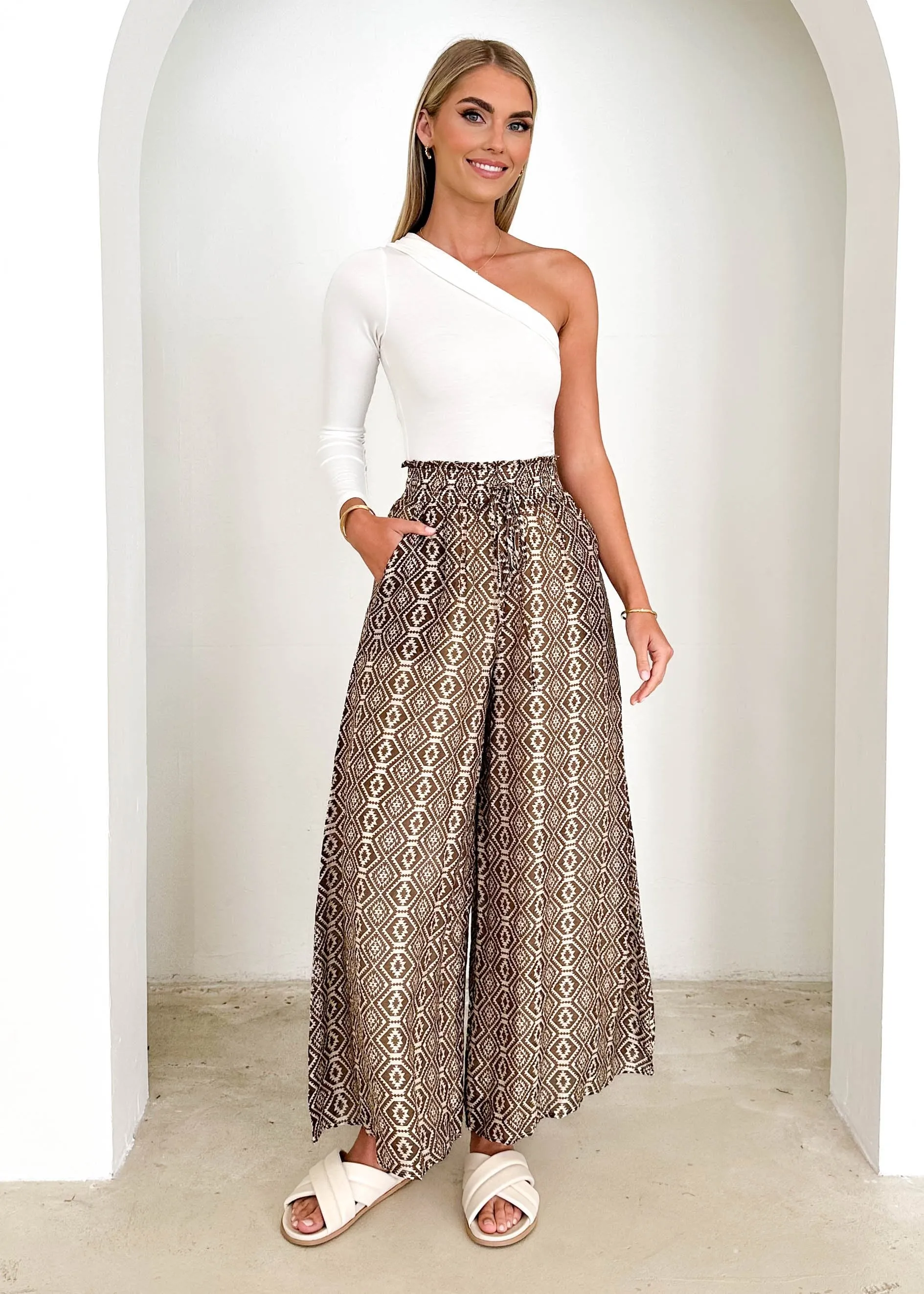 Amlore Pants - Choc Aztec sold by Gingham & Heels product image thumbnail 2