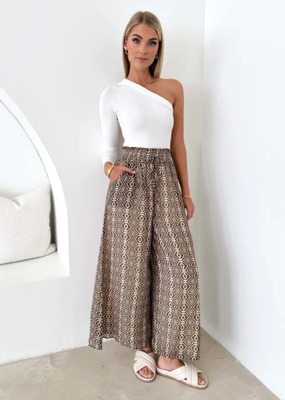Amlore Pants - Choc Aztec sold by Gingham & Heels