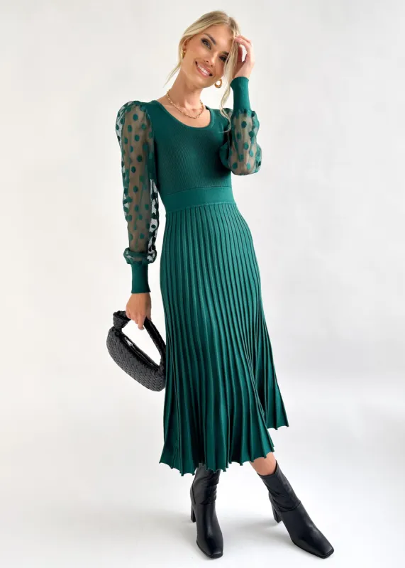 Lunna Knit Midi Dress - Emerald sold by Gingham & Heels