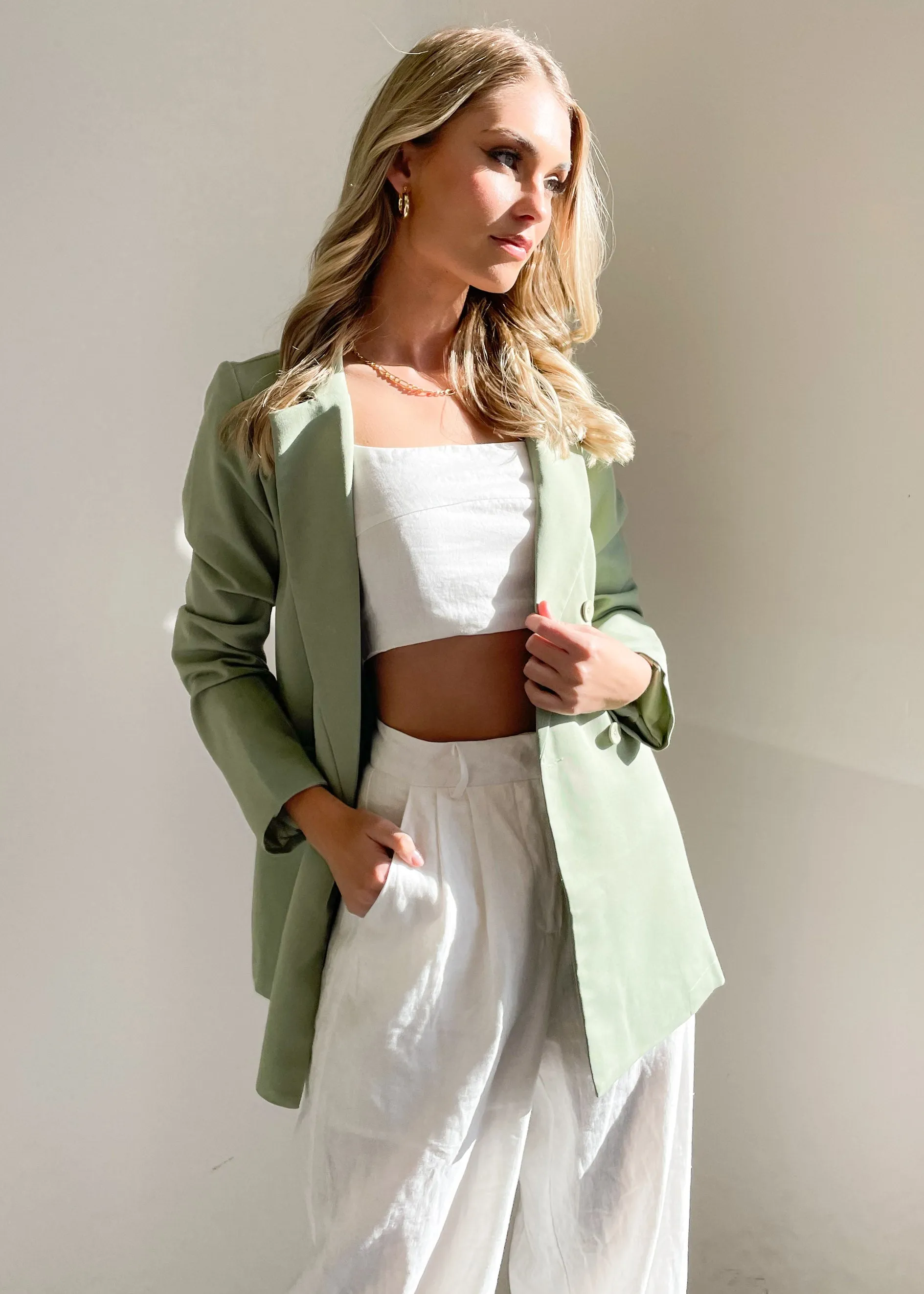 Tyria Blazer - Sage sold by Gingham & Heels