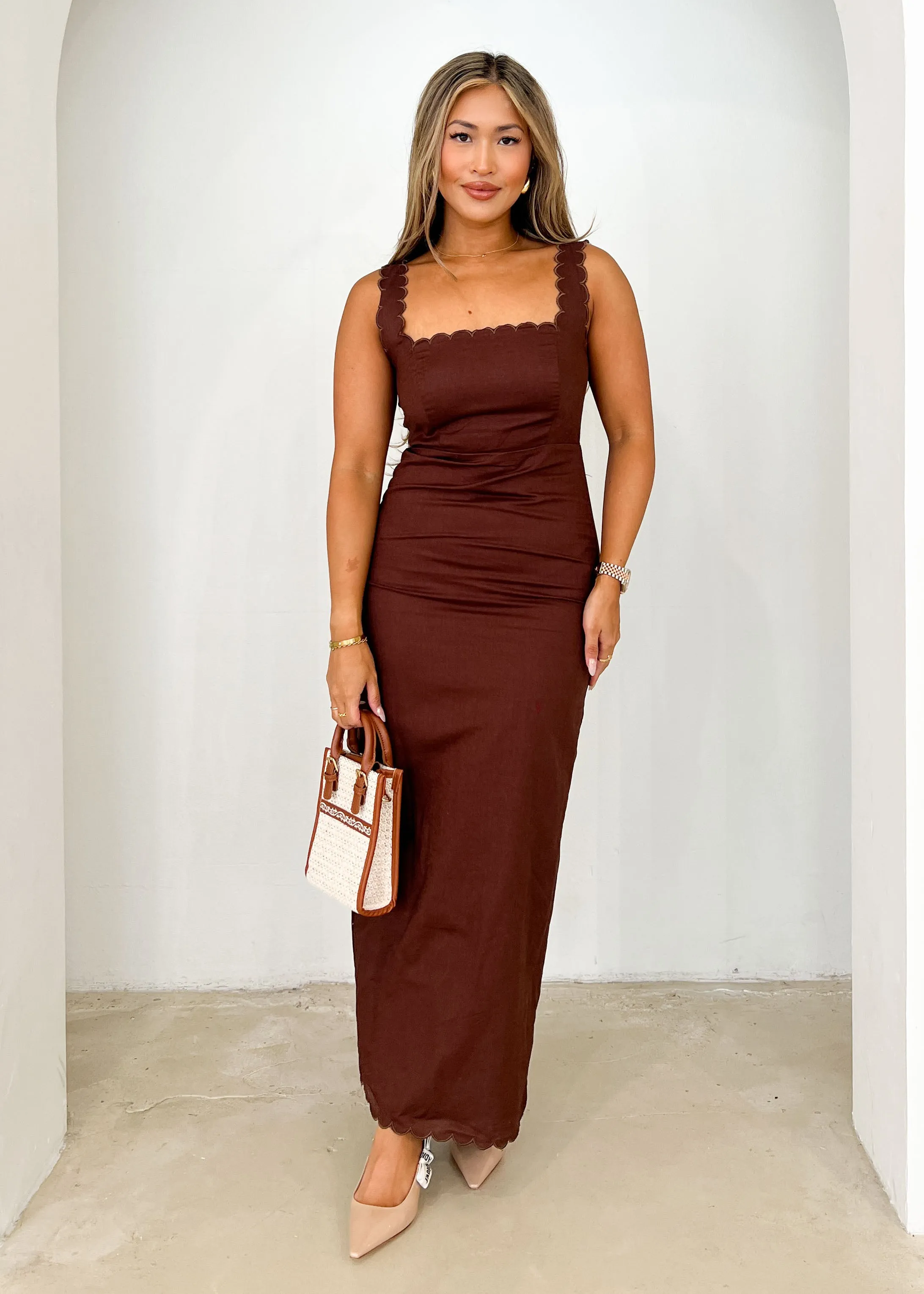 Macherry Midi Dress - Chocolate sold by Gingham & Heels