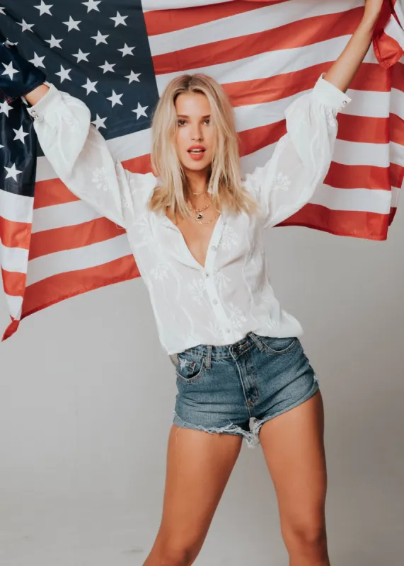 Blake Shorts - Blue Denim sold by Gingham & Heels