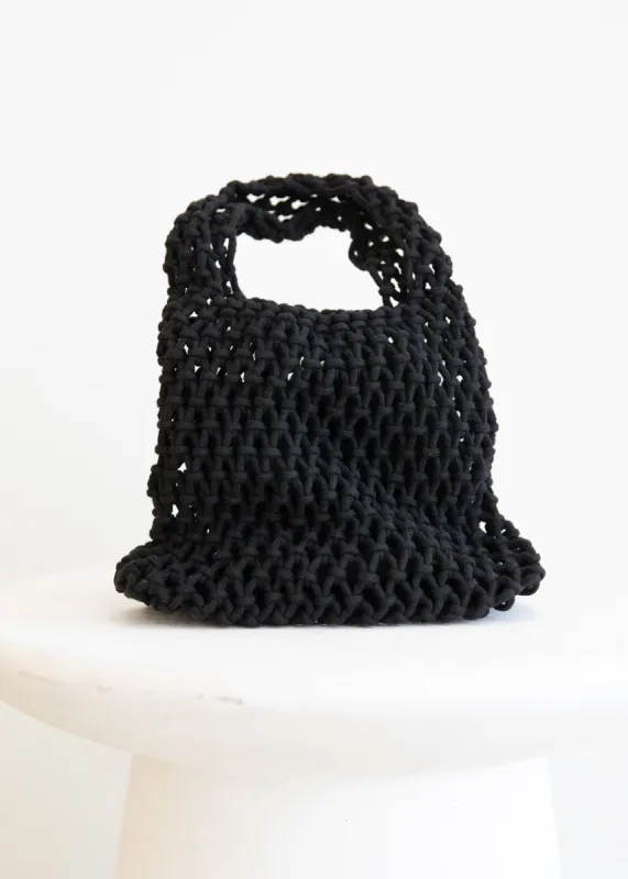 Izzey Crochet Mini Bag - Black sold by Gingham & Heels
