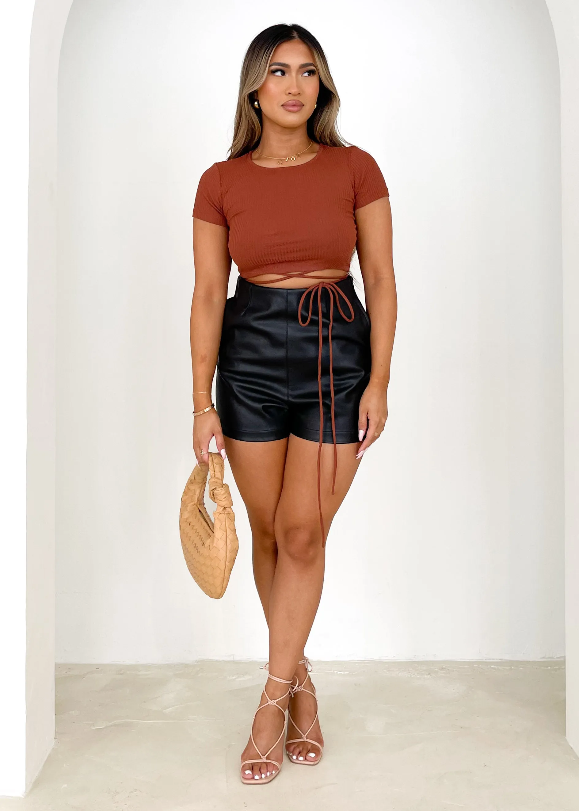 Lunara Cropped Tee - Chocolate sold by Gingham & Heels product image thumbnail 4