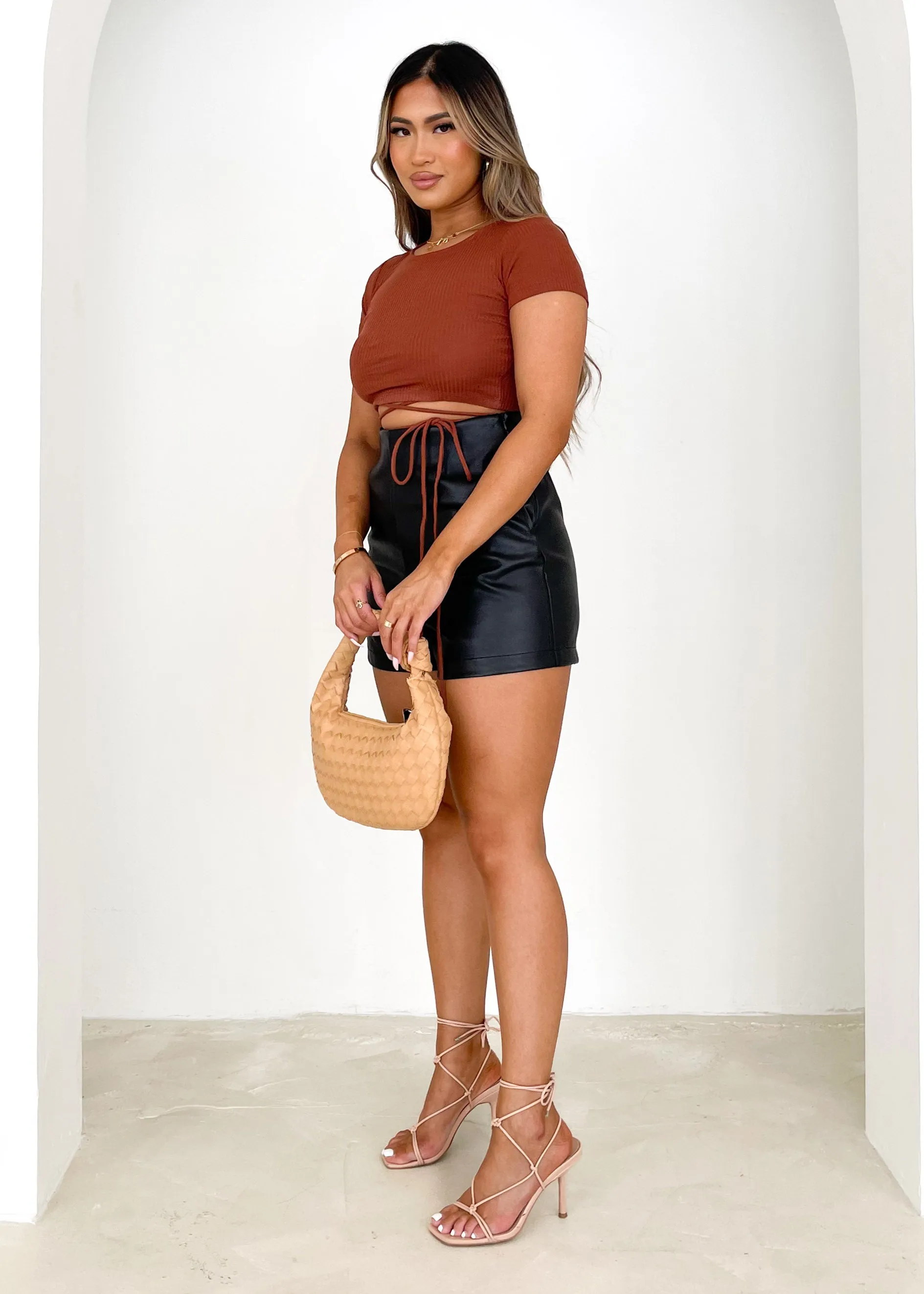 Lunara Cropped Tee - Chocolate sold by Gingham & Heels product image thumbnail 5