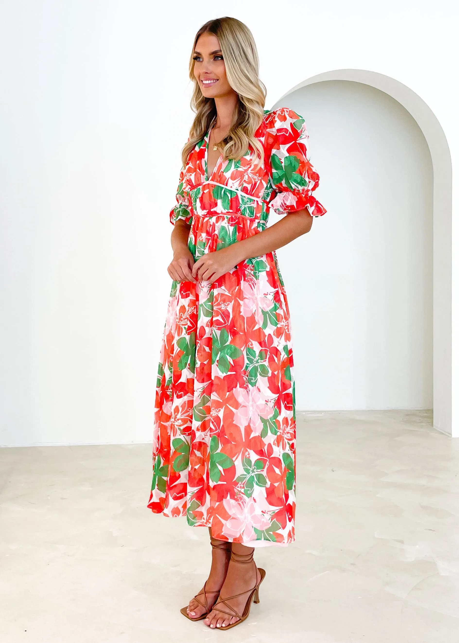 Amalli Midi Dress - Cherry Floral sold by Gingham & Heels product image thumbnail 4