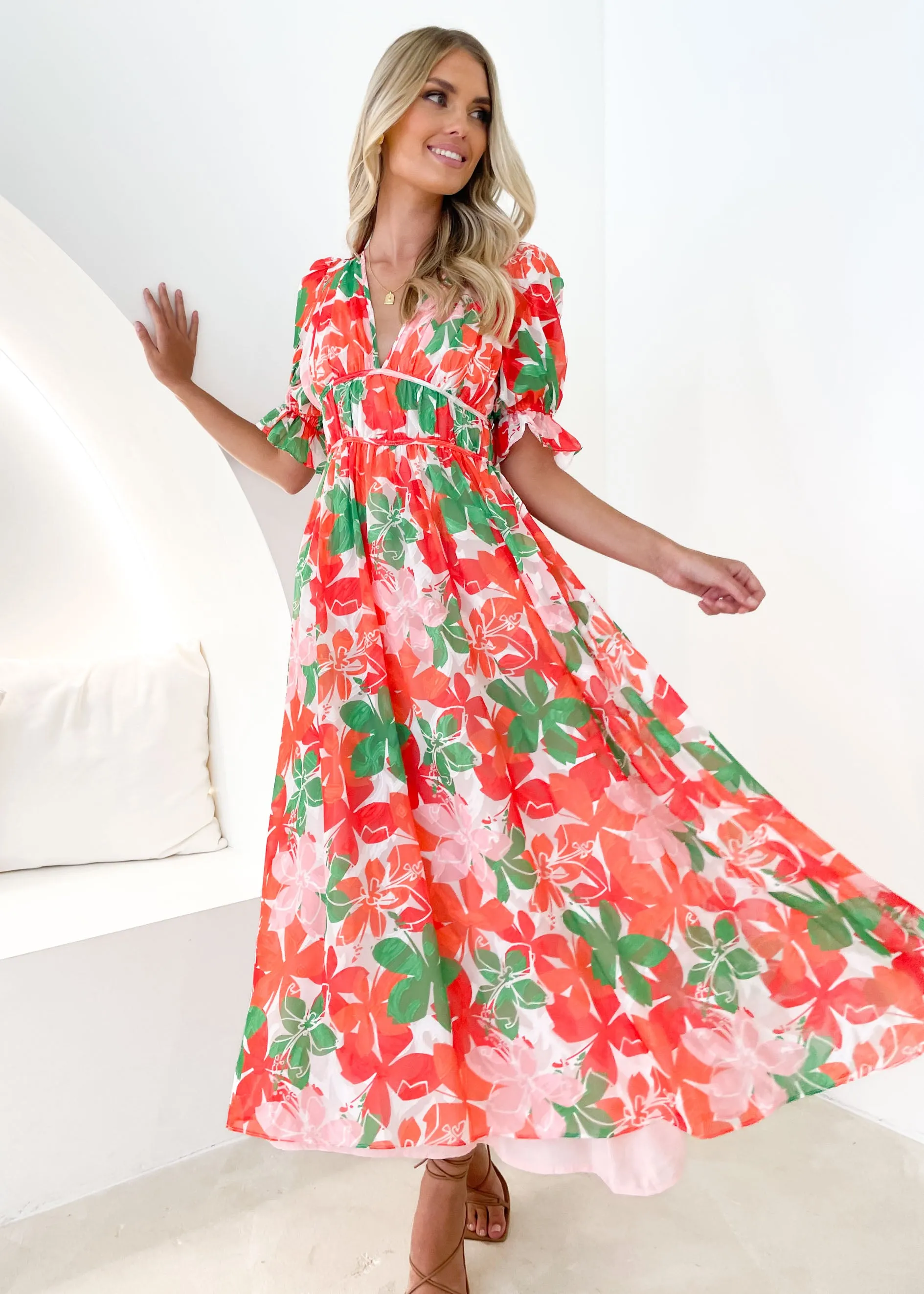 Amalli Midi Dress - Cherry Floral sold by Gingham & Heels product image thumbnail 3