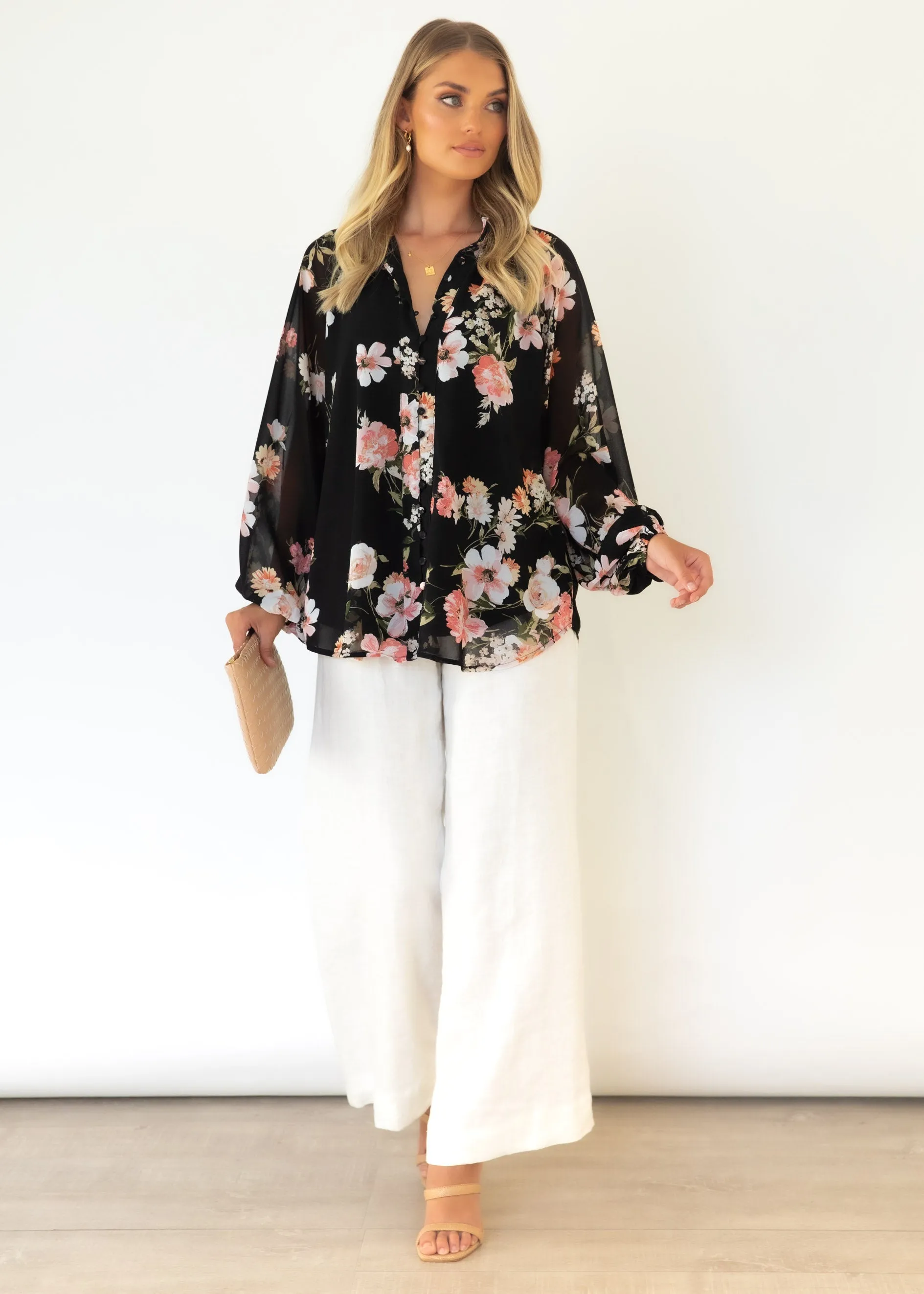 Melodie Blouse - Black Floral sold by Gingham & Heels product image thumbnail 5