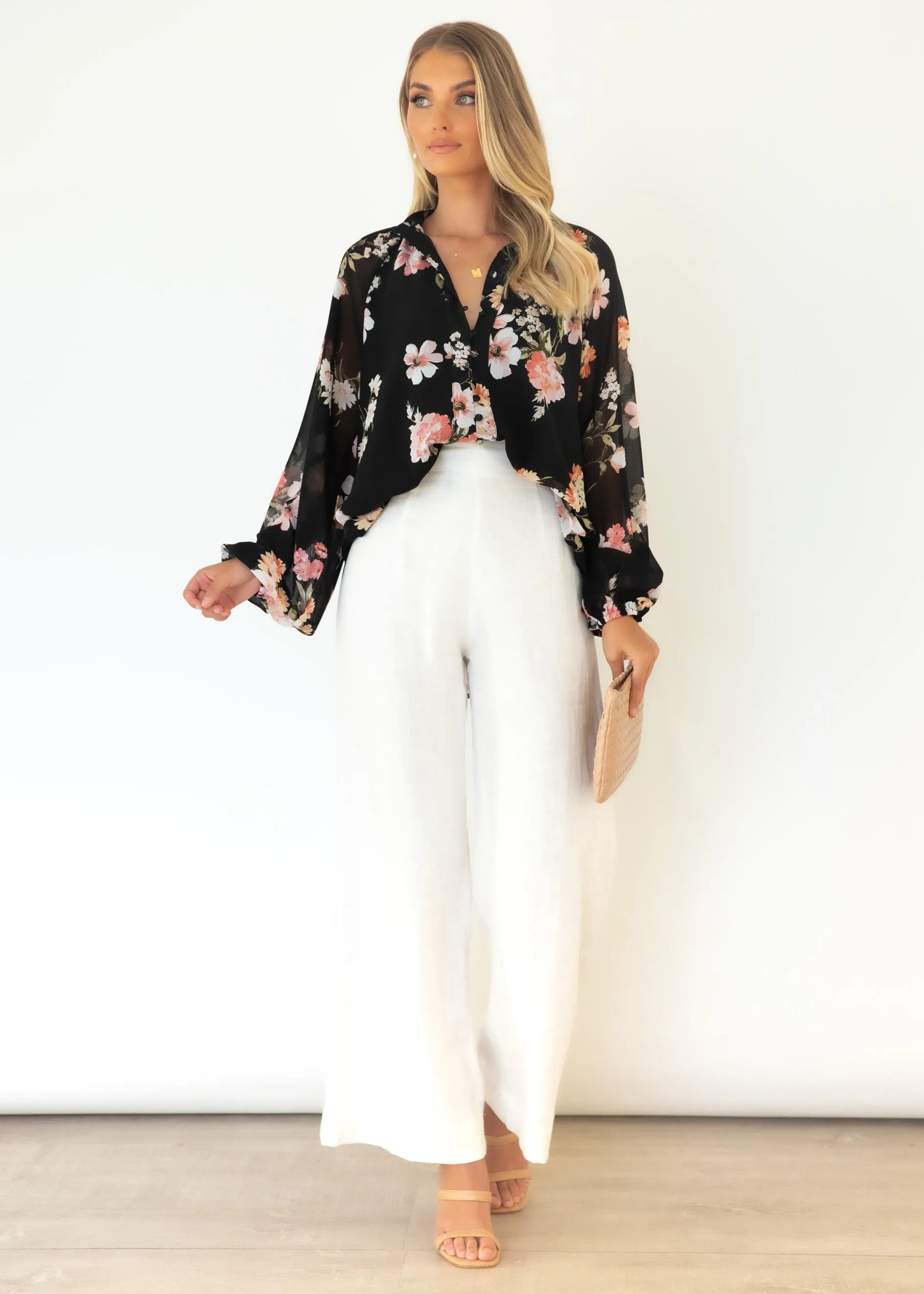Melodie Blouse - Black Floral sold by Gingham & Heels product image thumbnail 4
