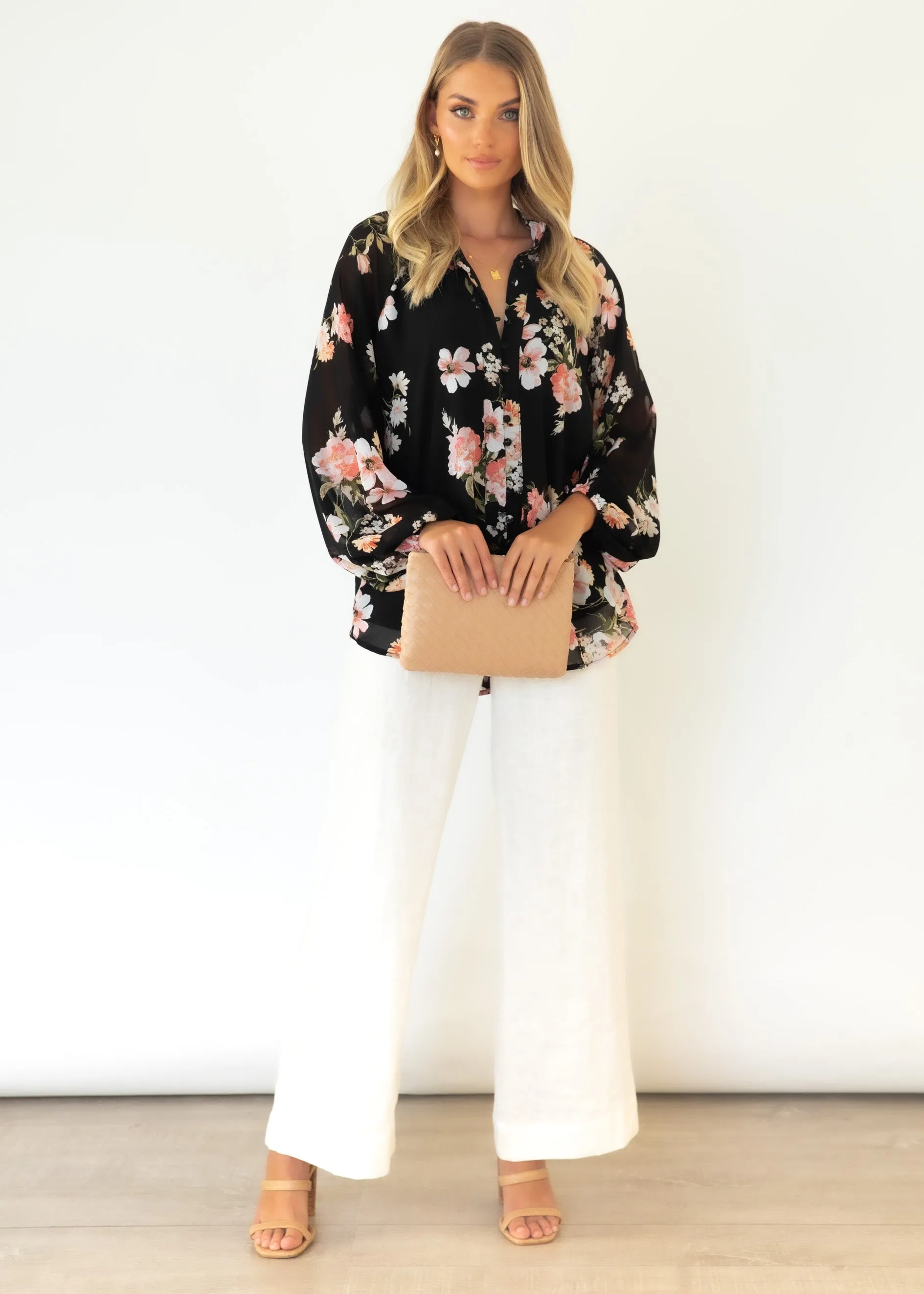 Melodie Blouse - Black Floral sold by Gingham & Heels product image thumbnail 2