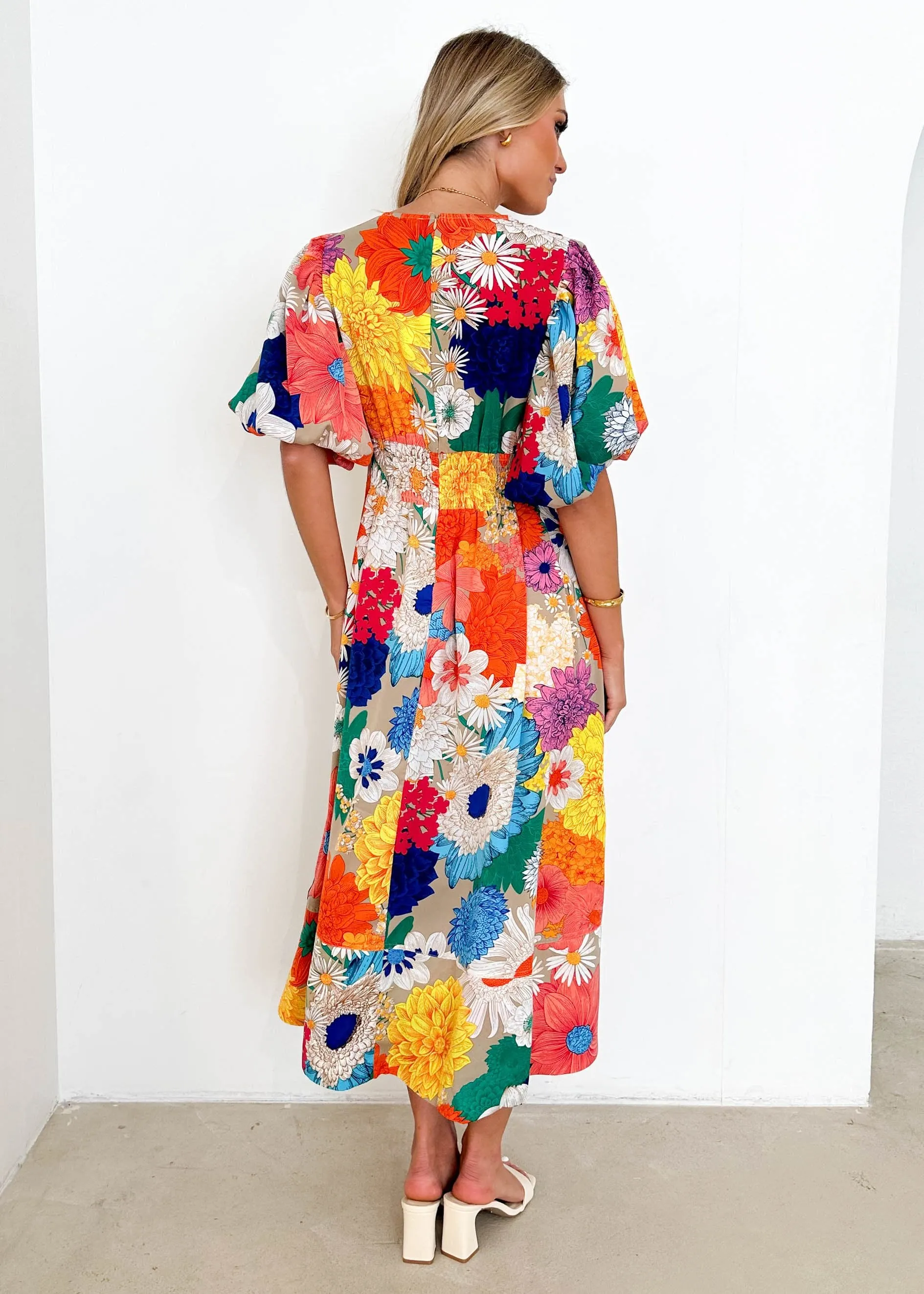 Madelaine Midi Dress - Retro Flowers sold by Gingham & Heels product image thumbnail 5