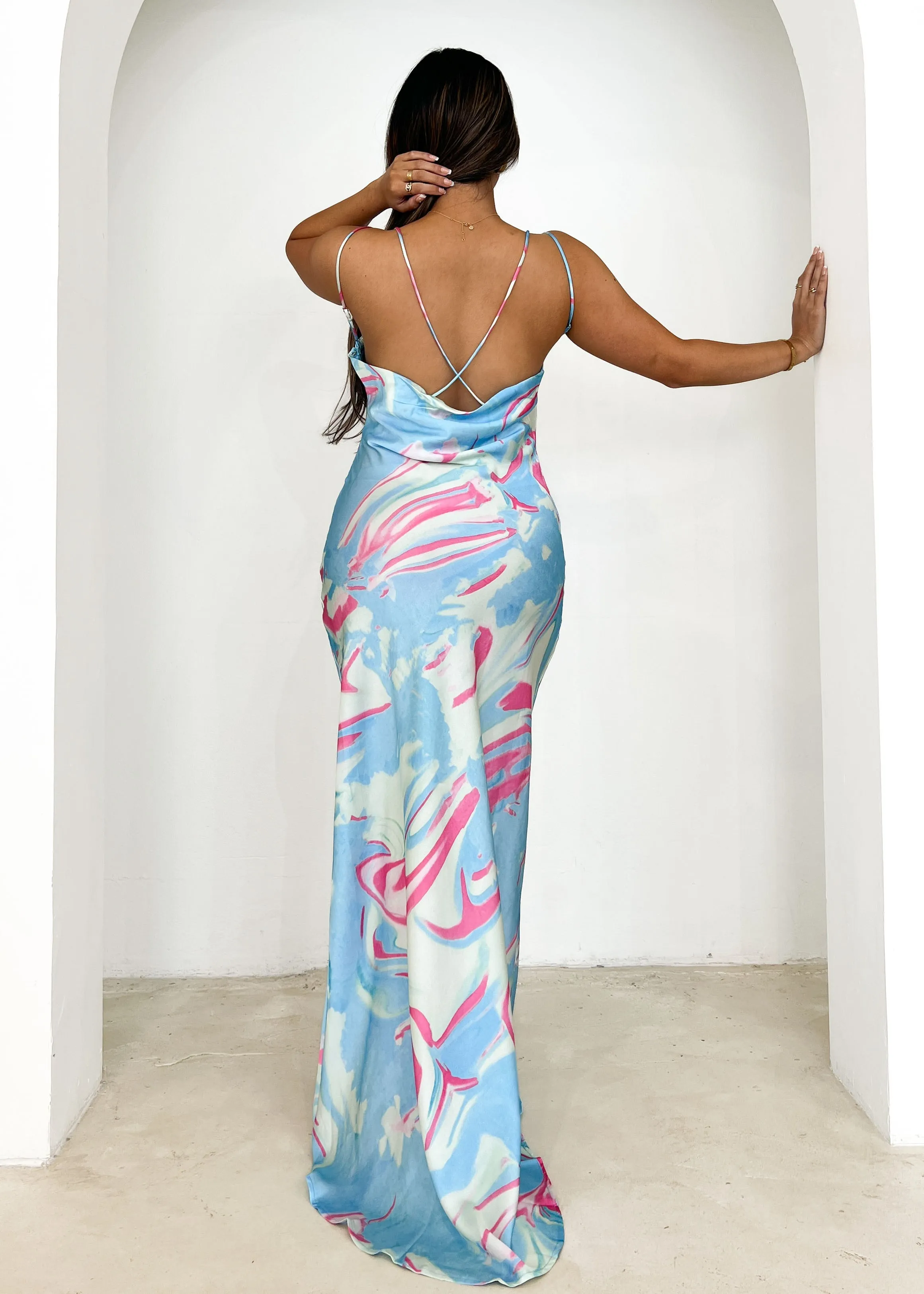 Vista Maxi Dress - Sky Blue Swirl sold by Gingham & Heels product image thumbnail 5