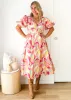Zanette Midi Dress - Pink Multi sold by Gingham & Heels