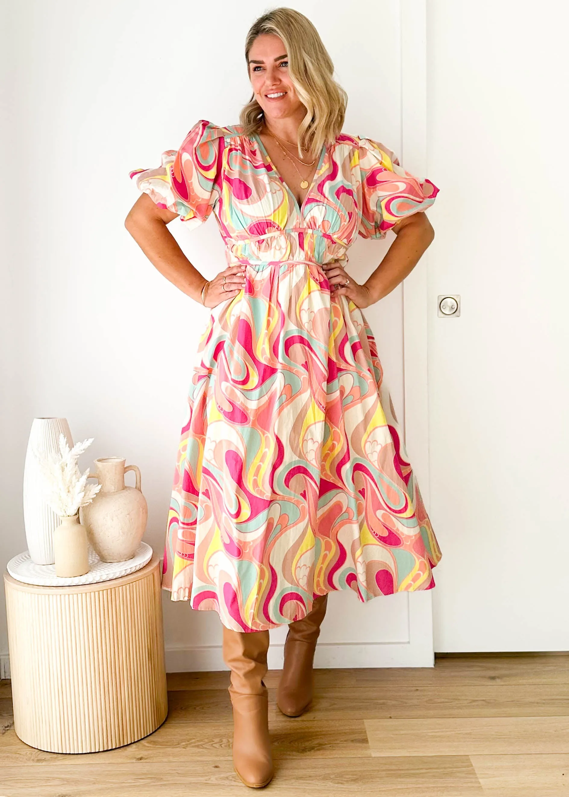 Zanette Midi Dress - Pink Multi sold by Gingham & Heels product image thumbnail 4