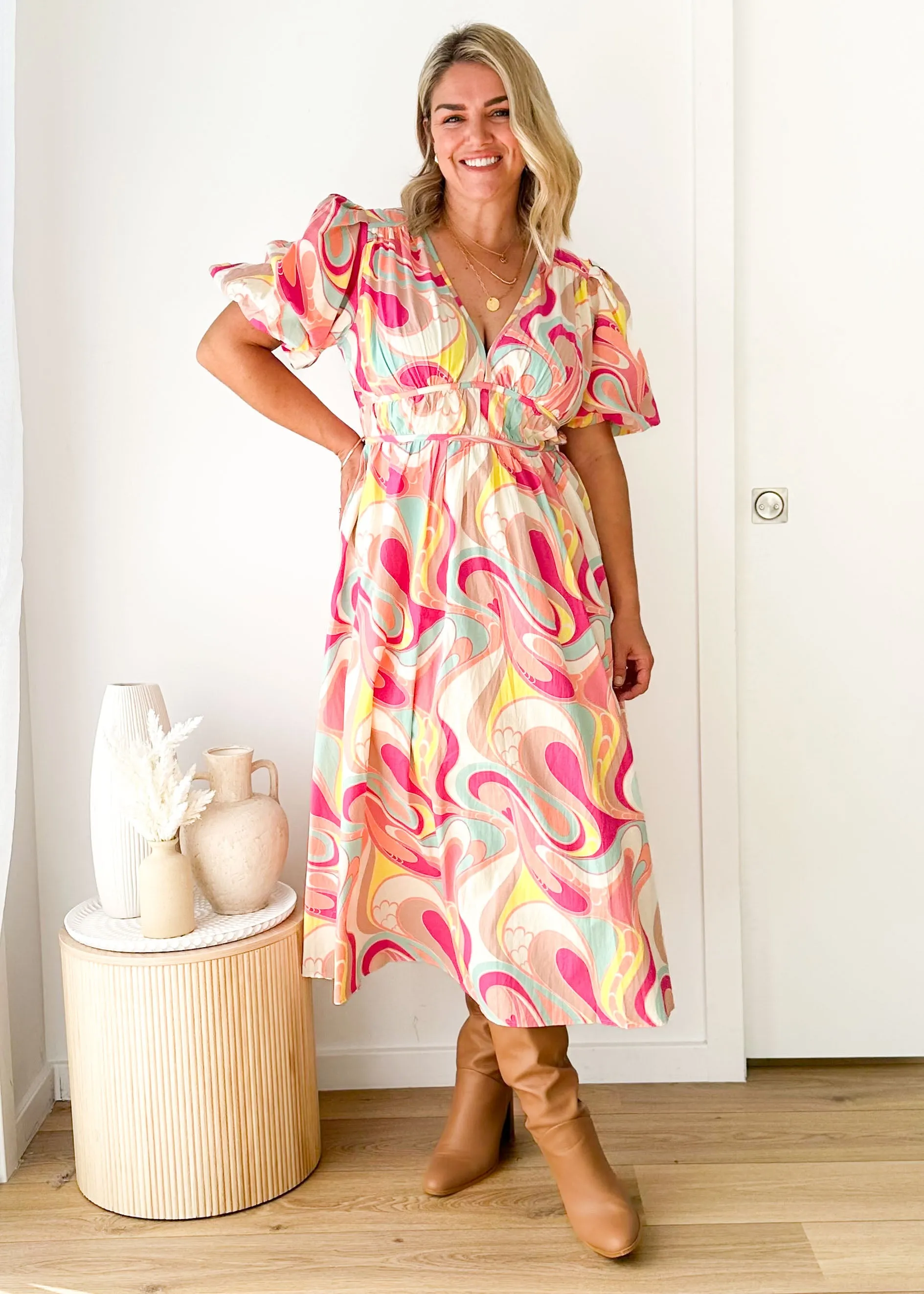Zanette Midi Dress - Pink Multi sold by Gingham & Heels product image thumbnail 5