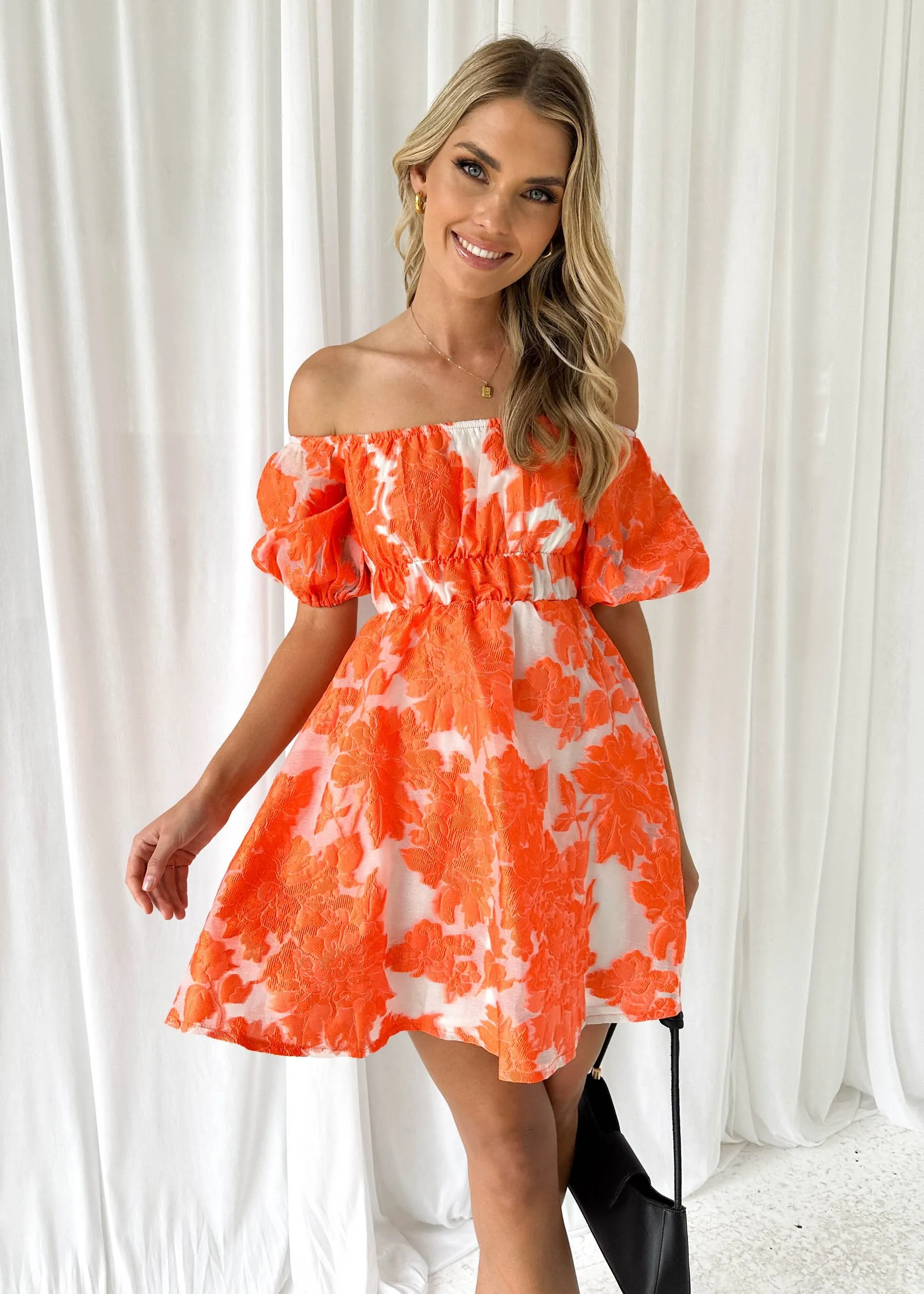 Lania Dress - Orange Jacquard sold by Gingham & Heels product image thumbnail 3