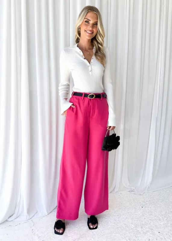 Corra Wide Leg Pants - Hot Pink sold by Gingham & Heels