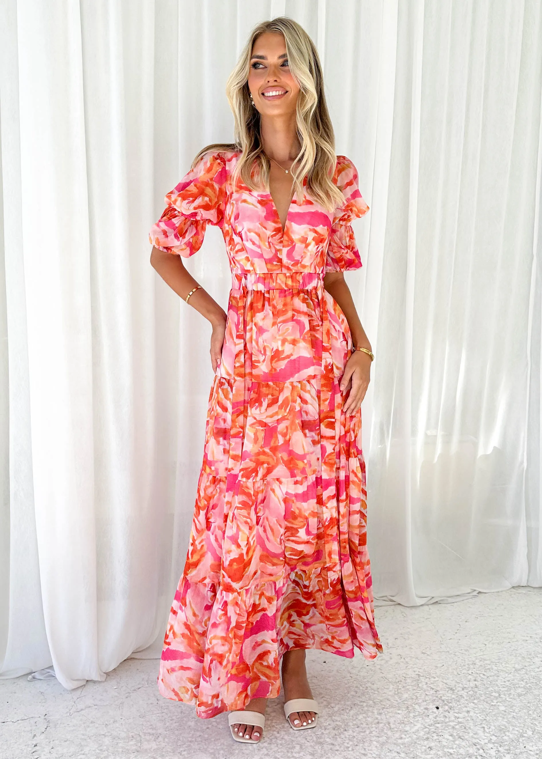 Armella Maxi Dress - Peach Swirl sold by Gingham & Heels product image thumbnail 4