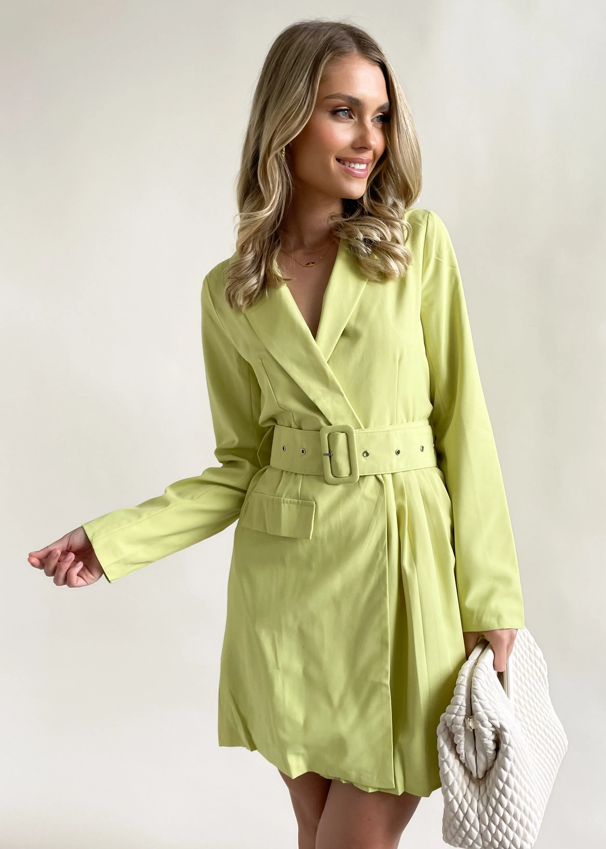 Elizah Blazer Dress - Lime sold by Gingham & Heels