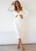 Newport Cut-out Knit Midi Dress - Off White sold by Gingham & Heels