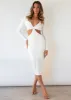 Newport Cut-out Knit Midi Dress - Off White sold by Gingham & Heels