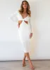 Newport Cut-out Knit Midi Dress - Off White sold by Gingham & Heels