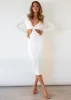 Newport Cut-out Knit Midi Dress - Off White sold by Gingham & Heels