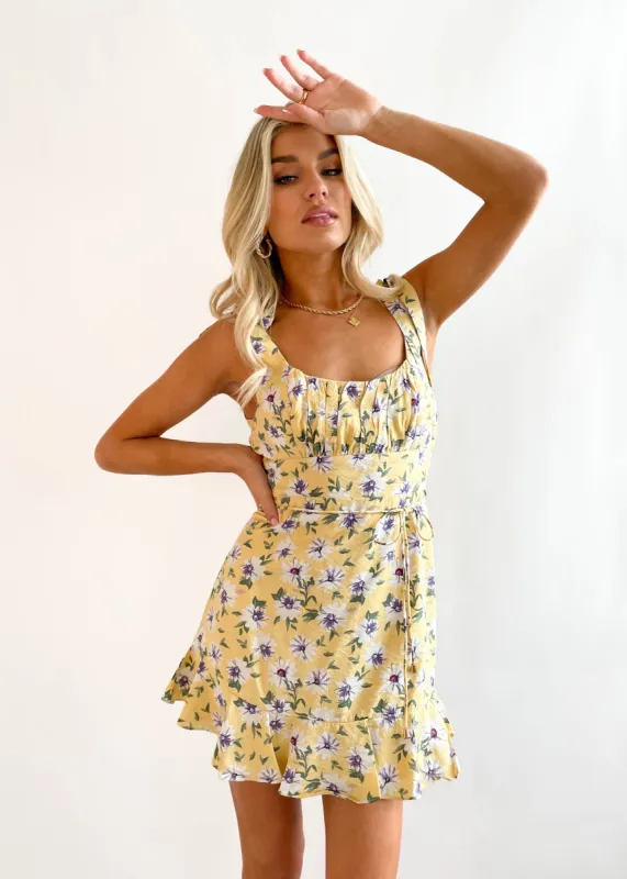 Chrissa Mini Dress - Lemon Flowers sold by Gingham & Heels